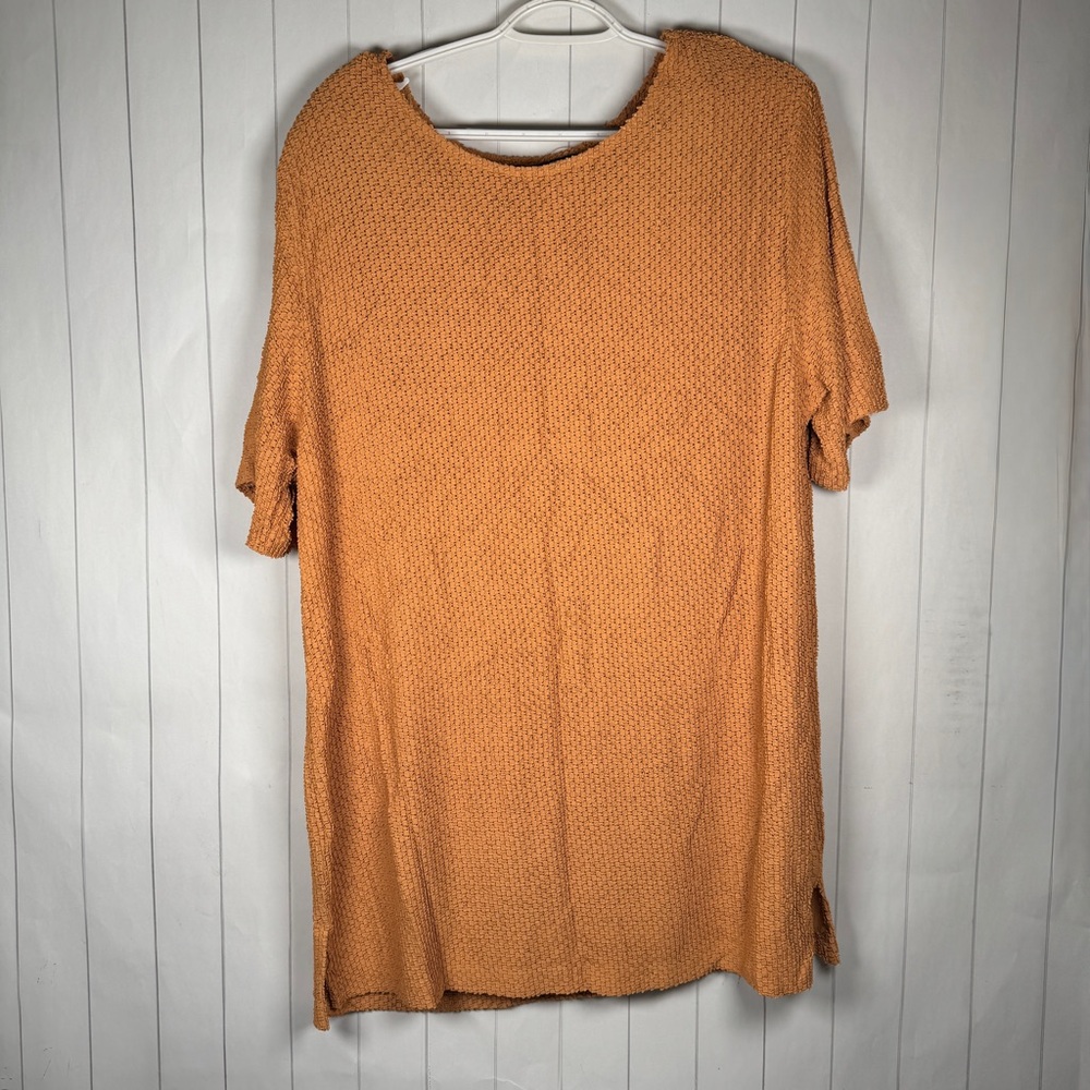 VTG 80s Sharade Of California Textured Overlay Tunic Top For Over Dress Tan 16W
